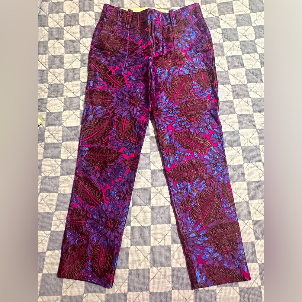 J. Crew Women's Garden Pants in Midnight Floral Jacquard